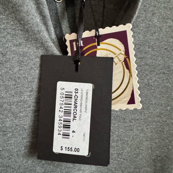 Ted Baker Longfiz Striped Ribstart Polo Charcoal - Picture 6 of 10